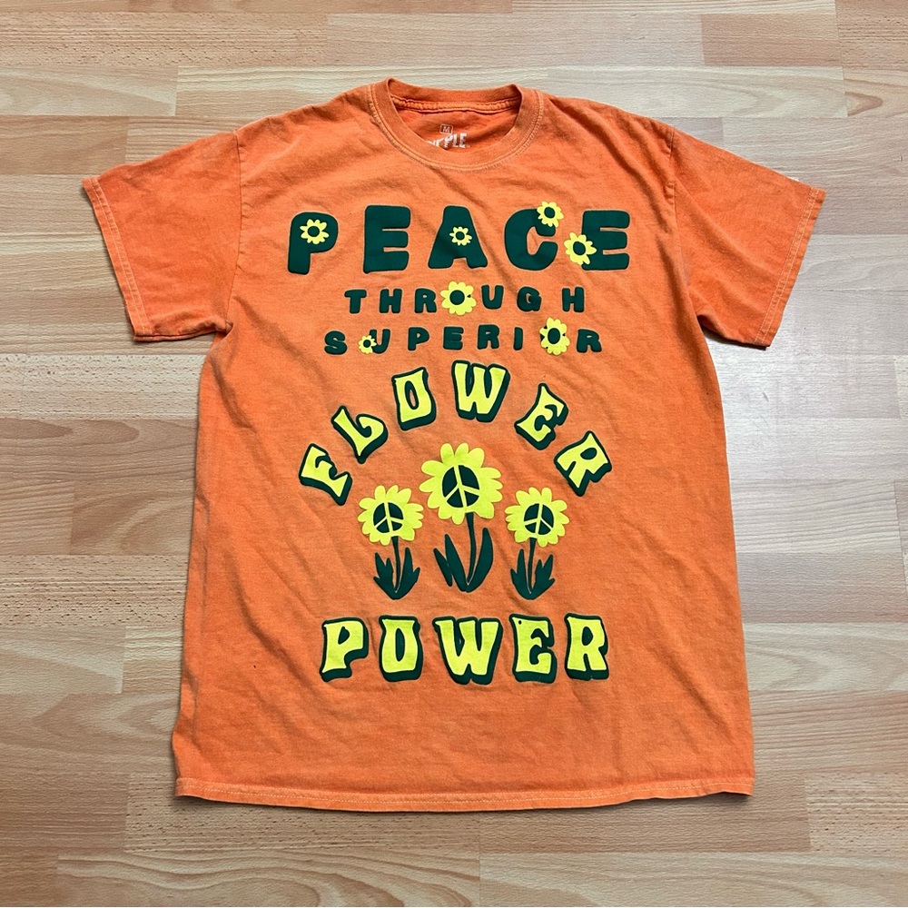 Ripple T-Shirt Peace Through Superior Flower Power size medium
